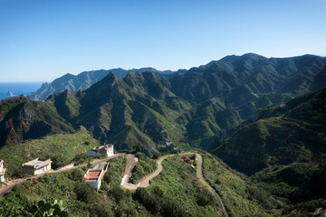 Serpentine road in the mountains of Anaga, Tenerife, Canary Islands