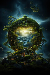 Obraz na płótnie Canvas Eco Concept Save Earth Poster. AI Generative