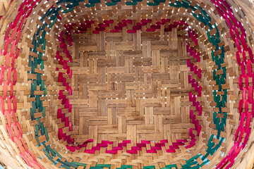 Basket detail. basketry from the Kaingang ethnic group in Brazil. Handmade work in braided...