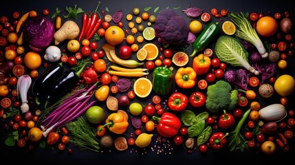  a variety of fruits and vegetables are arranged in the shape of a number of different fruits and vegetables on a black background.