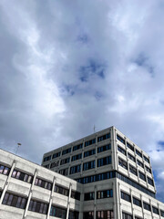 modern business center against the background of the blue sky