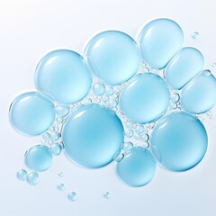 Minimalistic presentation of light blue gel adorned with bubbles.