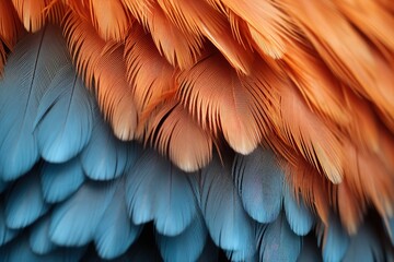 Obraz premium A close-up of a chicken’s feathers, showcasing the texture and colors