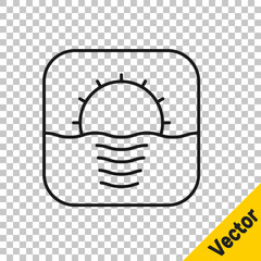 Black line Sunrise icon isolated on transparent background. Vector