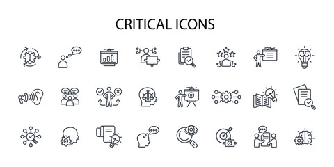 Critical thinking icon set.vector.Editable stroke.linear style sign for use web design,logo.Symbol illustration. - obrazy, fototapety, plakaty