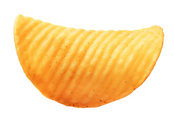 Single Wrinkled Potato chip closeup isolated on transparent background PNG