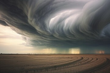 Naklejka premium Asperitas clouds undulating beneath a stormy sky canvas