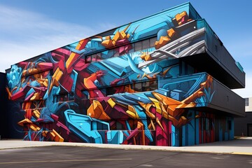Abstract graffiti art on an urban building