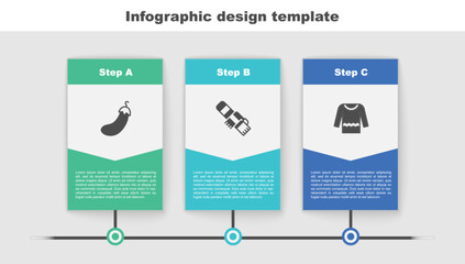 Set Eggplant, Winter scarf and Sweater. Business infographic template. Vector