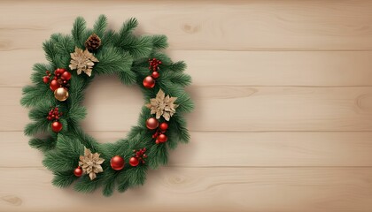 Naklejka premium Placed on doors or walls, these wreaths represent a warm and welcoming invitation to the holiday spirit, creating a cozy and festive atmosphere