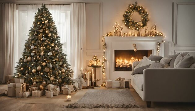 Towering from floor to ceiling, it's lavishly adorned with a plethora of ornaments and twinkling lights