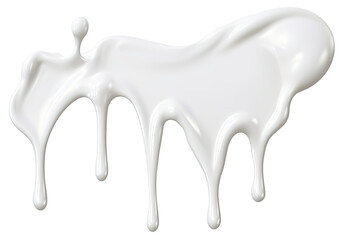 White dripping creamy milk isolated on transparent background PNG