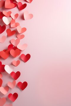 Fototapeta hearts on a pink valentines background