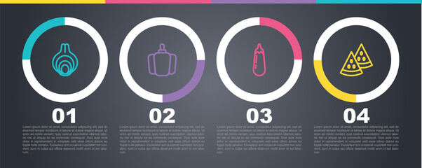 Set line Onion, Bell pepper, Eggplant and Watermelon. Business infographic template. Vector
