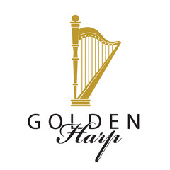 golden harp icon isolated on white background