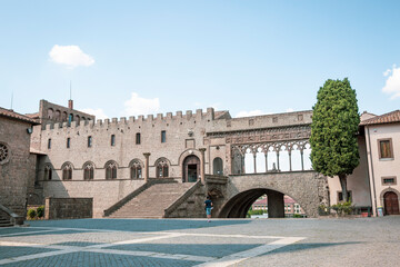Palazzo dei Papi (Palace of the Popes) in the medieval old town of Viterbo, Lazio, Italy - obrazy, fototapety, plakaty