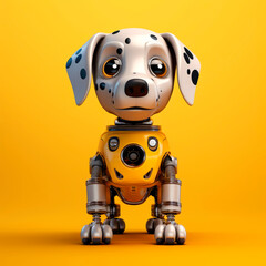 Toy robot dog on a yellow background