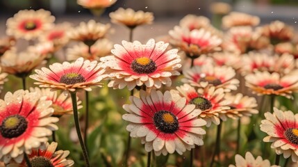 Beautiful daisy flowers in the garden. Nature background. Selective focus. Springtime  concept with a space for a text. Valentine day concept with a copy space.