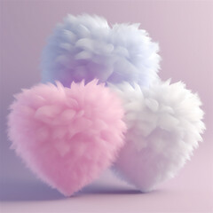3D rendering illustration of a Valentine's Day heart made of fluffy fur isolated on a background