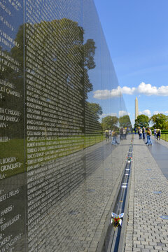 The Vietnam War Memorial wall in Washington DC