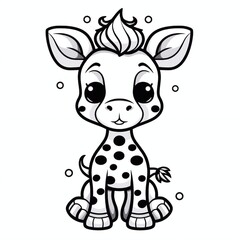 Fototapeta premium baby giraffe coloring page for kids, generative AI 