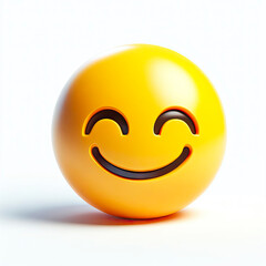 smiling yellow emoticon on white background. ai generative