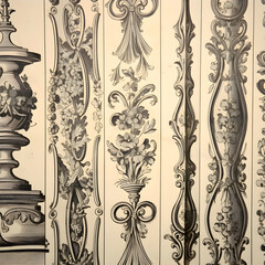 Baroque pattern on the wall of the house. close up