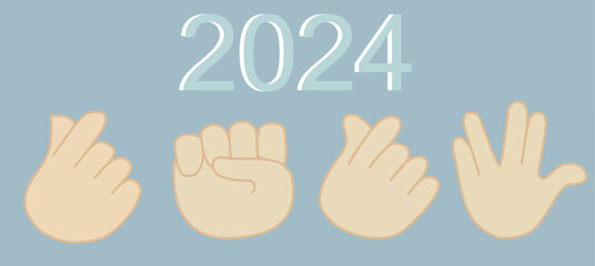 hand and numbers new year 2024