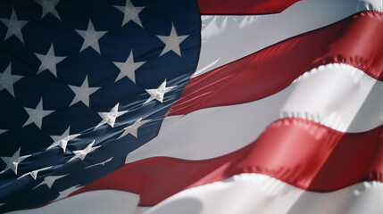 American flag. USA, waving flag. Independence Day in United States of America. Fourth of July. Happy national americans annual holiday. Art illustration. Freedom day. Patriotic poster. Generated AI