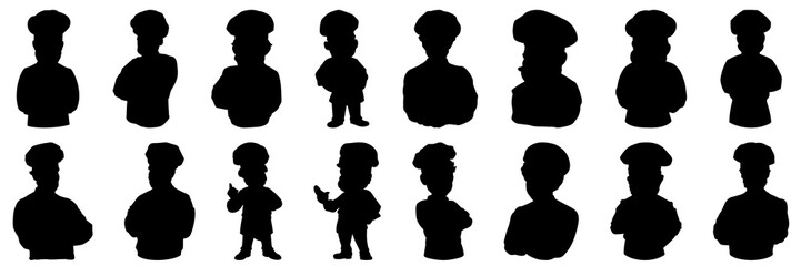 Chef silhouettes set, large pack of vector silhouette design, isolated white background