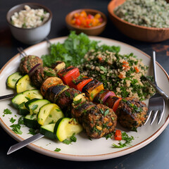 Tabbouleh kebab with tabbouleh. bulgur and vegetables