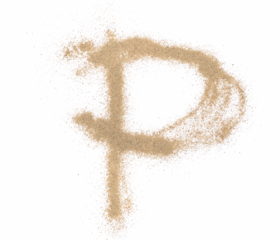 Sand alphabet letter P, symbol isolated on white, clipping path
