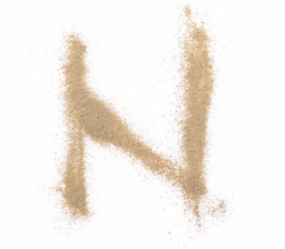 Sand alphabet letter N, symbol isolated on white, clipping path
