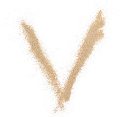 Sand alphabet letter V, symbol isolated on white, clipping path
