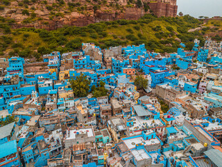 Obraz premium Jodhpur the blue city of India - Rajasthan from Drone