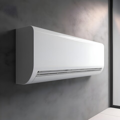 Modern air conditioner on the wall in the room. 3d rendering - obrazy, fototapety, plakaty