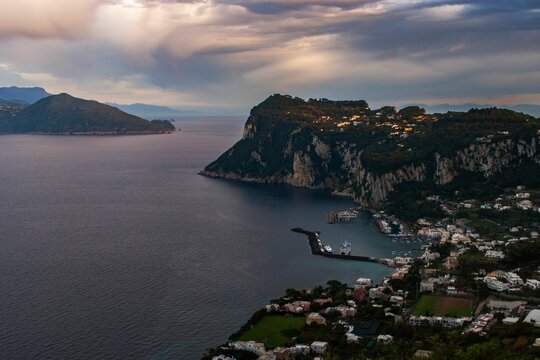 View from Villa San Michele overlooking Marina Grande on the Island of Capri in Campania, Italy