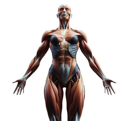 Front view of the human muscular system - obrazy, fototapety, plakaty