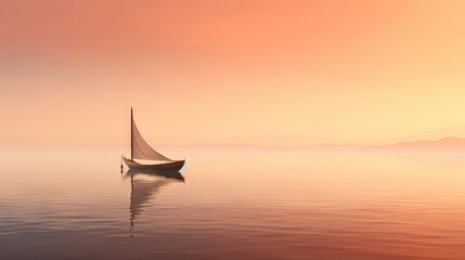  a sailboat in the middle of a body of water with a sunset in the background and mountains in the distance. - obrazy, fototapety, plakaty
