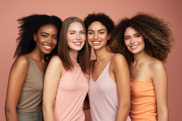 Obraz premium Multiple women in sportswear. Multicultural fitness group. 