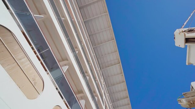 4k, panoramic view of upper decks of cruise ship MCS Splendida