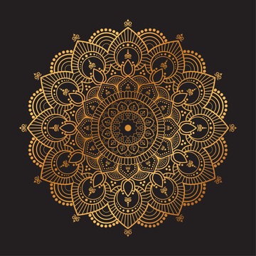 Ornamental Geometric luxury mandala pattern vector design golden