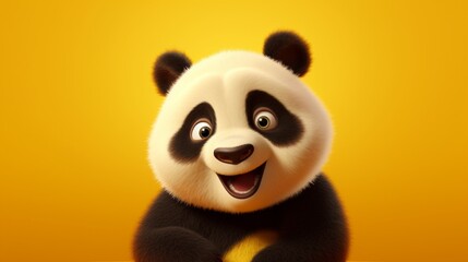 panda bear with bamboo