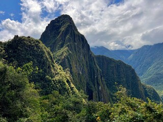 Peru, Huayna Picchu mountain over Machu Picchu