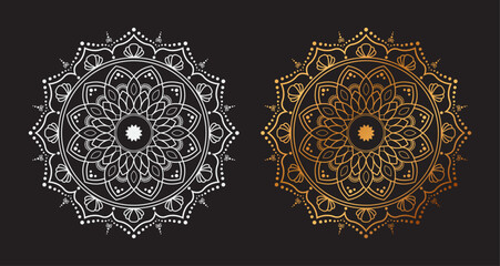 Ornamental Geometric luxury mandala pattern vector design golden and White
