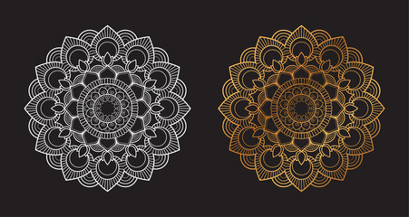 Ornamental Geometric luxury mandala pattern vector design golden and White