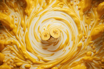 Banana smoothie swirl from above