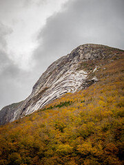 Franconia Notch on a cloudy, fall day