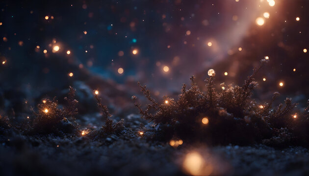 abstract background with snow and bokeh effect. 3d render