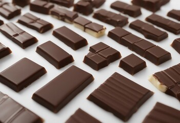 Chocolate in different color milk dark and white chocolate bars isolated on gray background